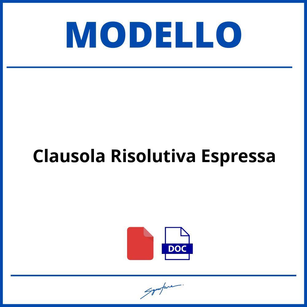 Modello Clausola Risolutiva Espressa