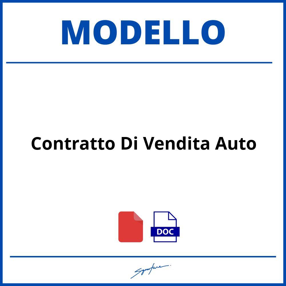 Modello Contratto Di Vendita Auto