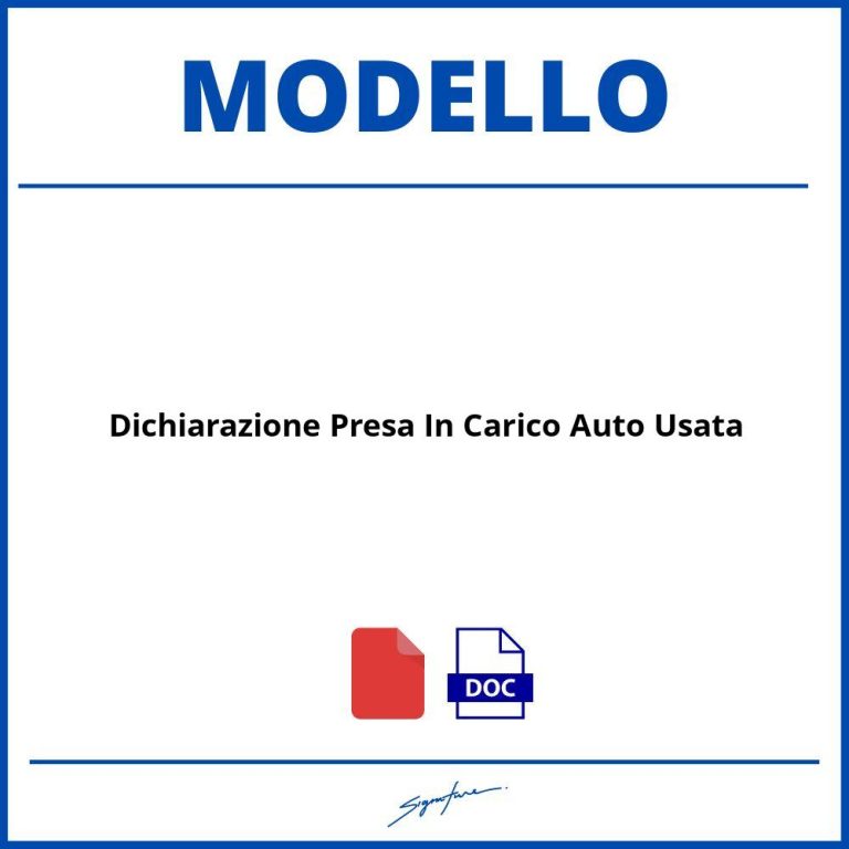 Modello Dichiarazione Conto Vendita Auto