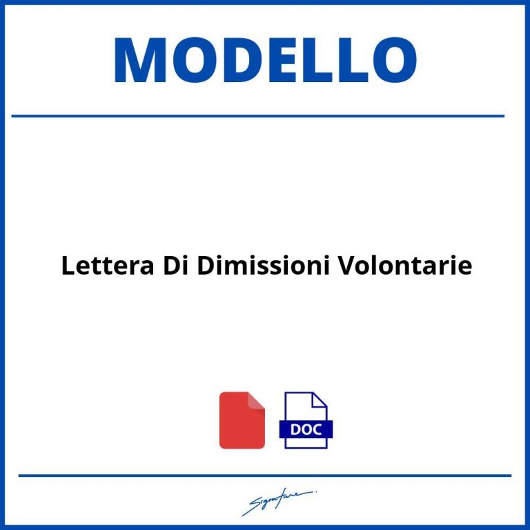 Modello Lettera Dimissioni Volontarie