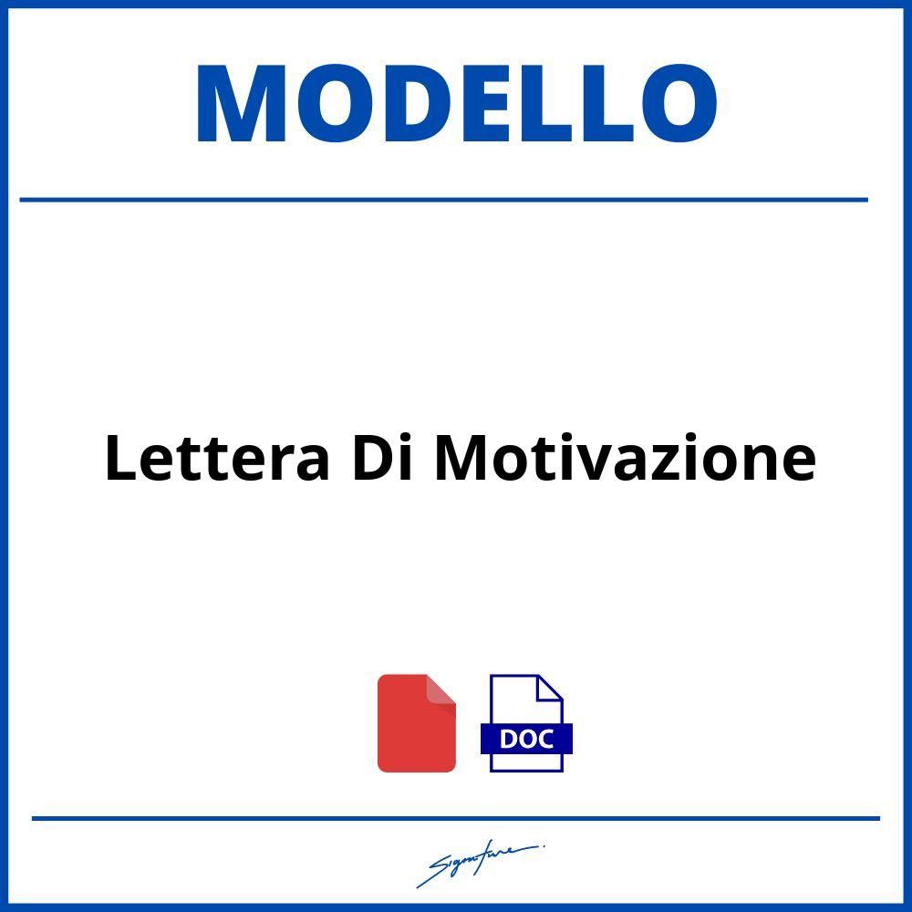 Modello Lettera Di Motivazione